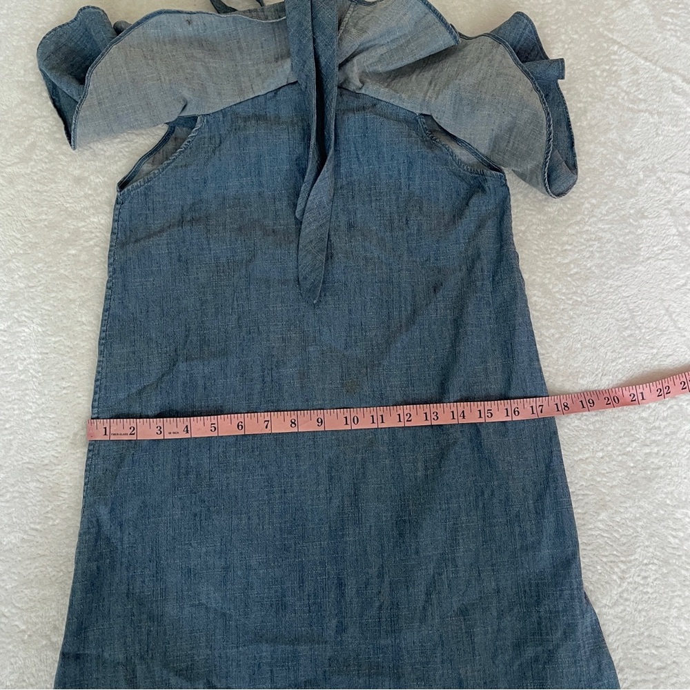 Alice + Oliva Alexia Off the Shoulder Ruffle Halter Mini Chambray Dress Small - Picture 8 of 15